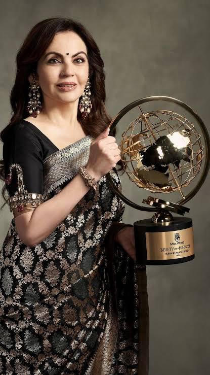 Nita Ambani Black Pure Katan Silk Banarasi Handloom Saree - All Over Sona Roopa Jaal Work - The Handlooms