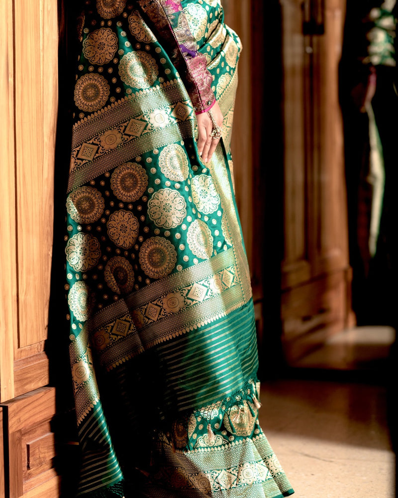 Deepika Padukone in Pure Katan Silk Banarasi Handloom Saree - All over Jaal work - The Handlooms