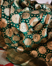 Deepika Padukone in Pure Katan Silk Banarasi Handloom Saree - All over Jaal work - The Handlooms