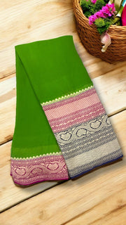 Green Khaddi Georgette Handloom Banarasi Saree - The Handlooms