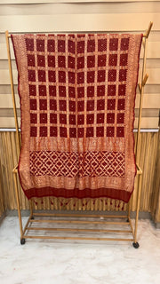Pure Georgette Banarasi Bandhej Handloom Dupatta - The Handlooms