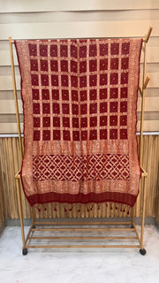 Pure Georgette Banarasi Bandhej Handloom Dupatta - The Handlooms