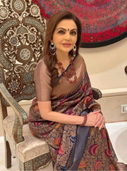 Nita Ambani Regal Pure Katan Silk Banarasi Saree – Handwoven Tanchui Brocade - The Handlooms