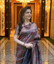 Nita Ambani Regal Pure Katan Silk Banarasi Saree – Handwoven Tanchui Brocade - The Handlooms