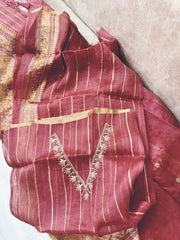 Pure Kora  Handloom Banarasi Saree with zardosi and cut dana Handwork - The Handlooms