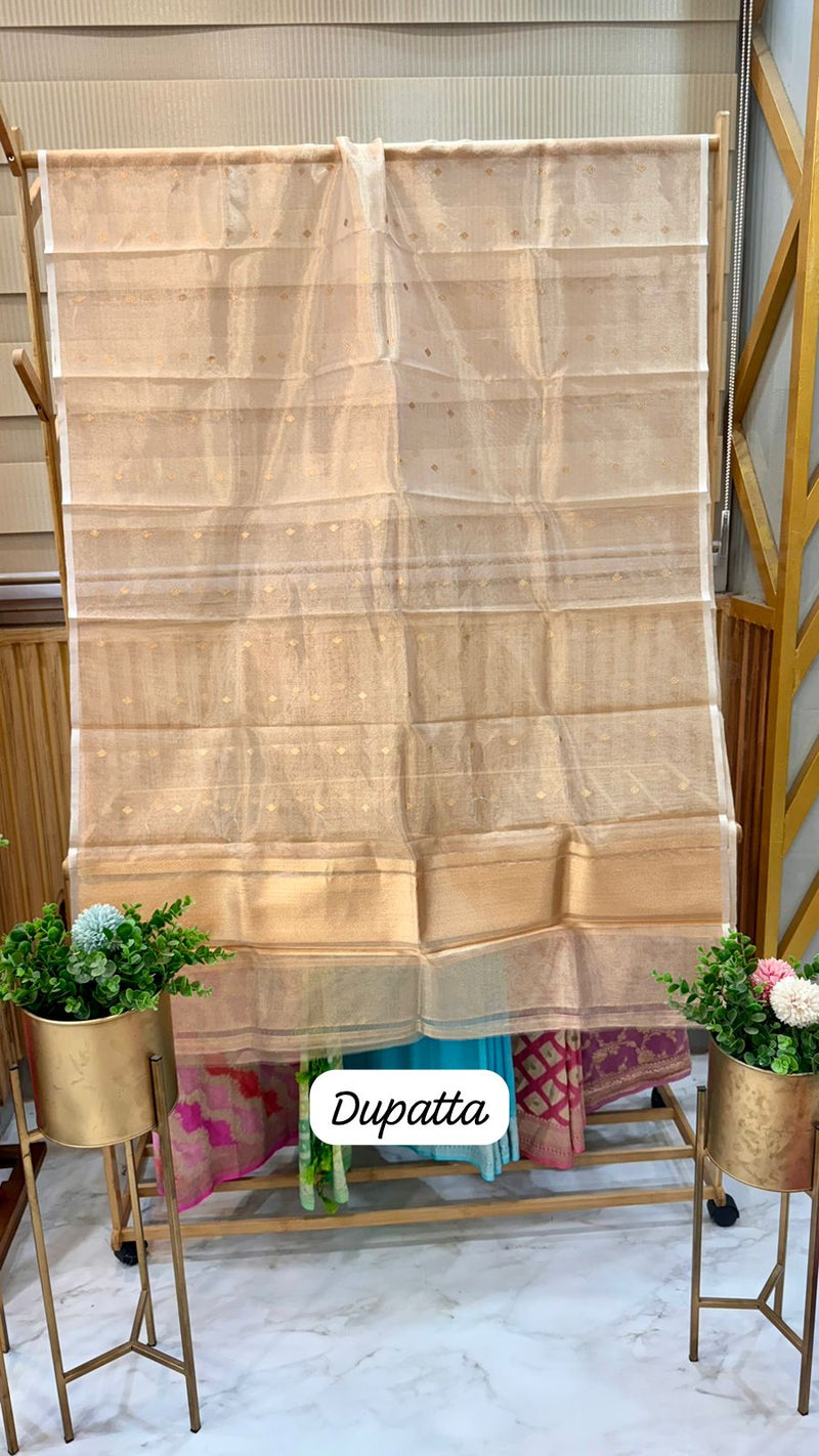 Pure kora Tissue Handloom Banarasi  Dupatta - The Handlooms