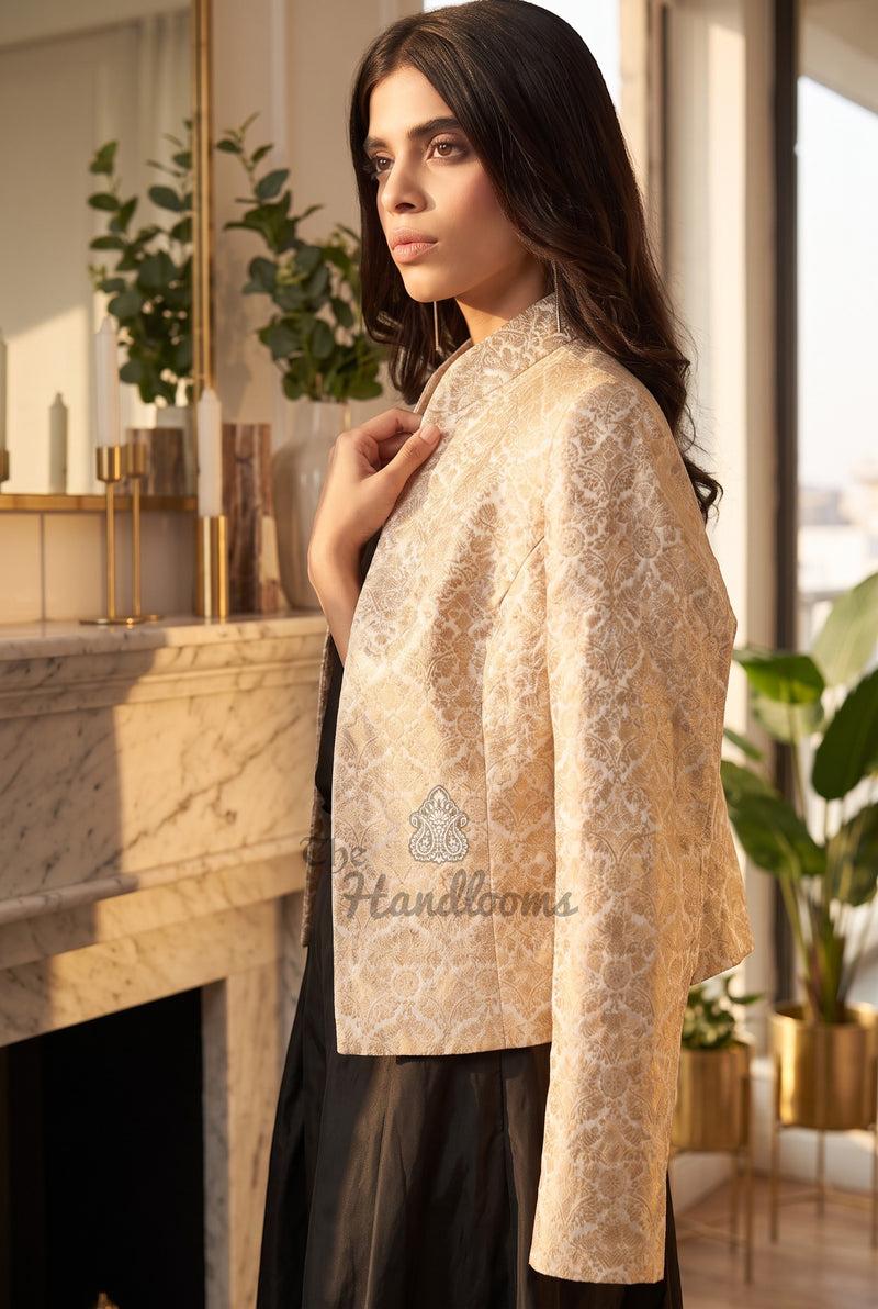 Pure Katan Silk Handwoven Jacket - Tanchui Brocade