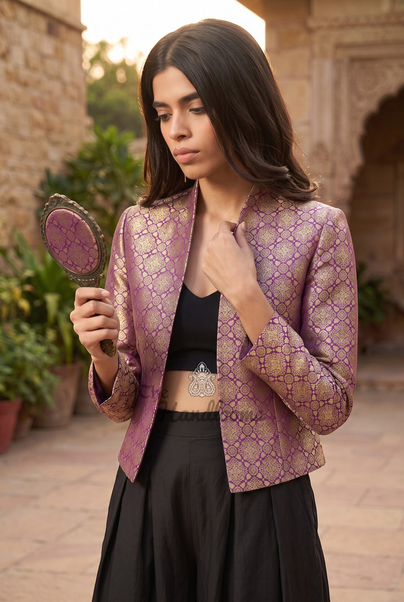 Pure Katan Silk Handwoven Jacket - Tanchui Brocade