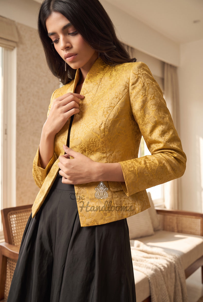 Pure Katan Silk Handwoven Jacket - Tanchui Brocade