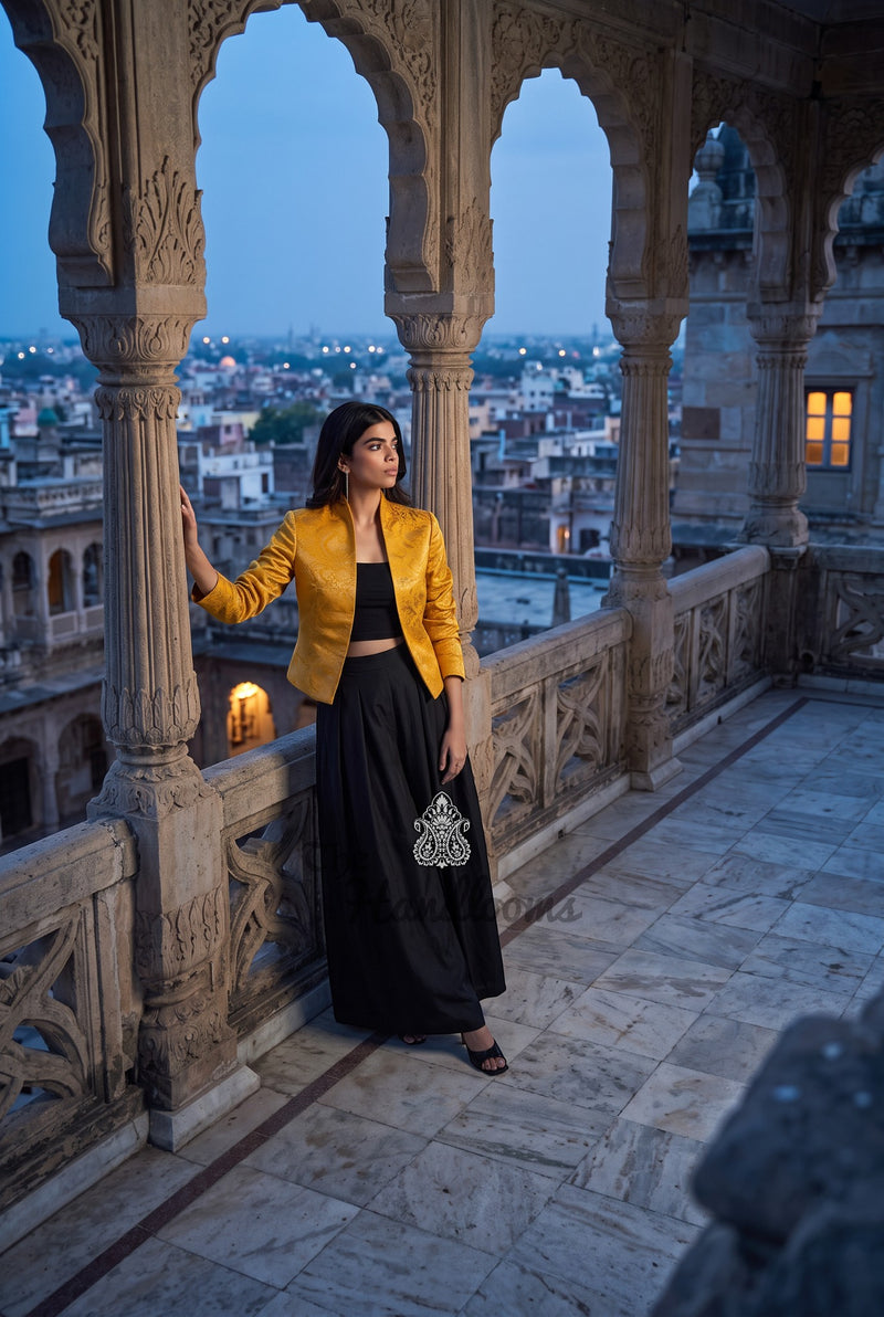 Pure Katan Silk Handwoven Jacket - Tanchui Brocade