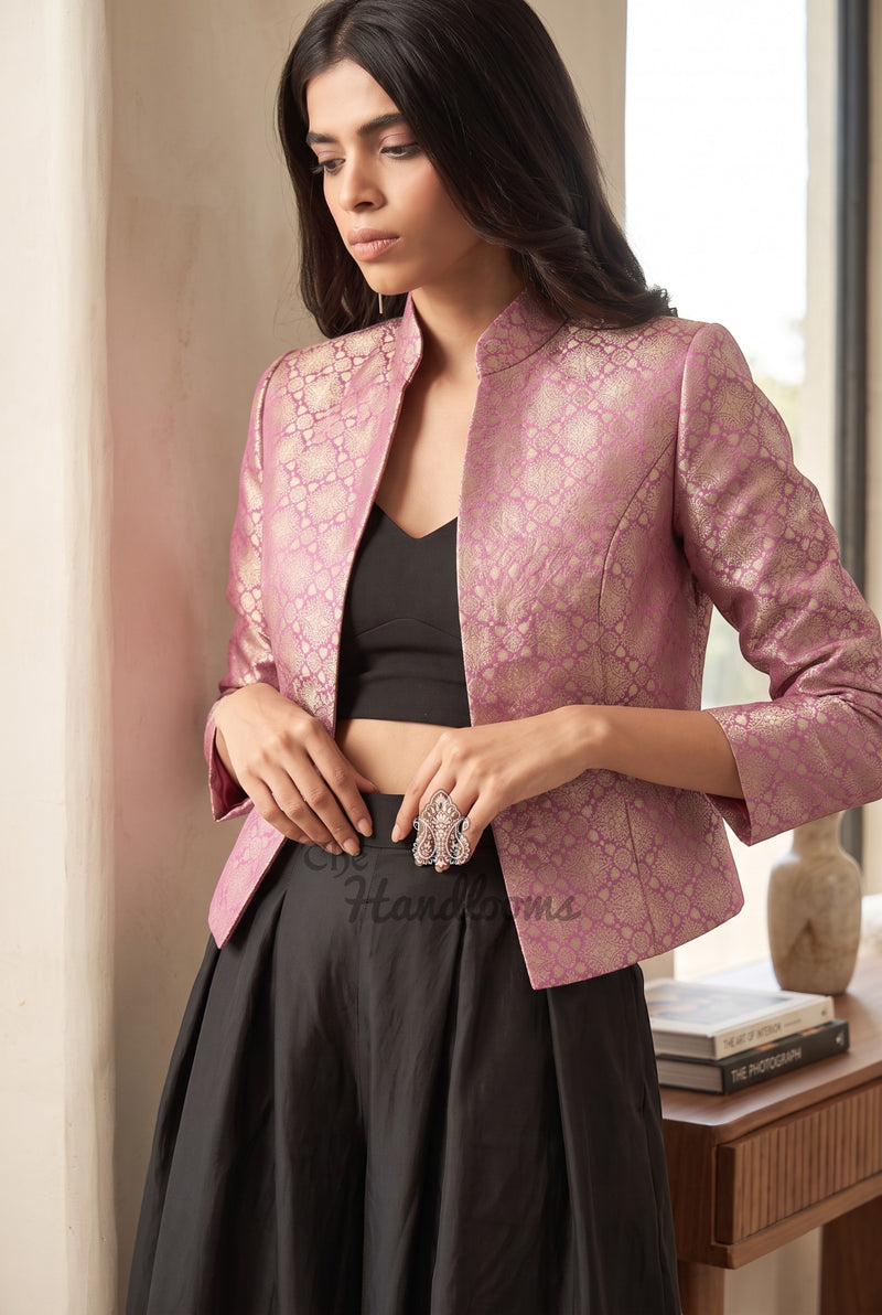 Pure Katan Silk Handwoven Jacket - Tanchui Brocade