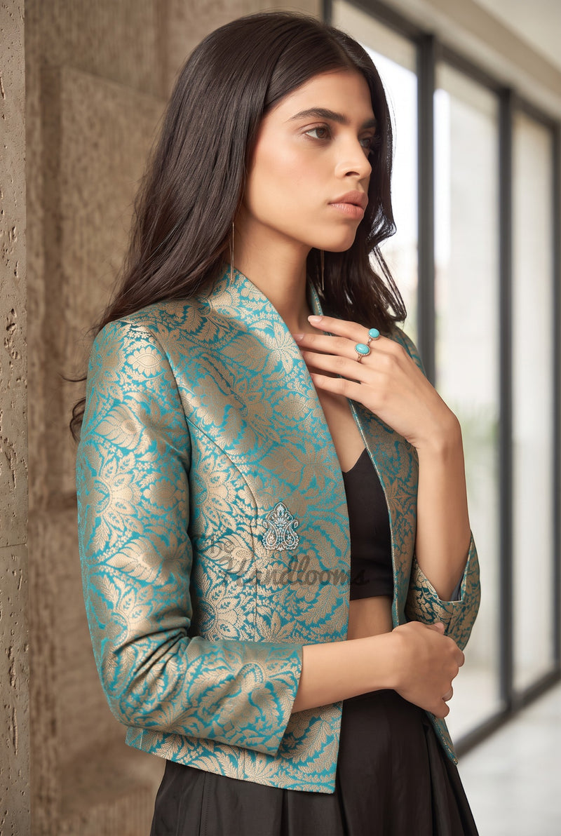 Pure Katan Silk Handwoven Jacket - Tanchui Brocade