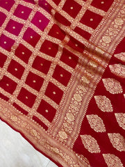 Pure Khaddi Georgette Dupatta - gold zari - The Handlooms