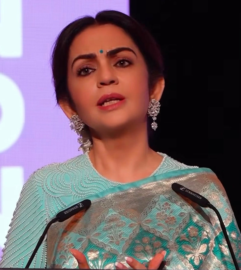 Nita Ambani in Pure Katan Silk Banarasi Handloom Saree - All Over Jaal Work