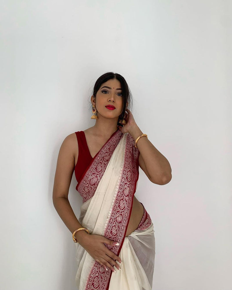 Pure Georgette Handloom Banarasi Saree - The Handlooms