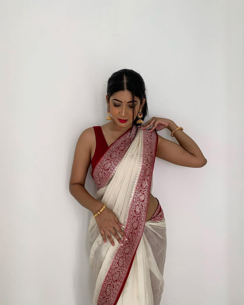 Pure Georgette Handloom Banarasi Saree - The Handlooms
