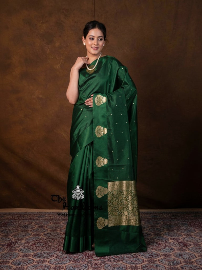 Pure Mango Silk Banarasi Handloom Saree - All over Kadua Motifs - The Handlooms