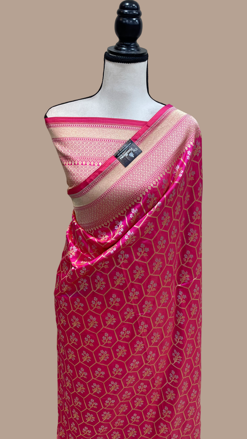 Pure Katan Silk Banarasi Handloom Saree - All over Jaal work - The Handlooms