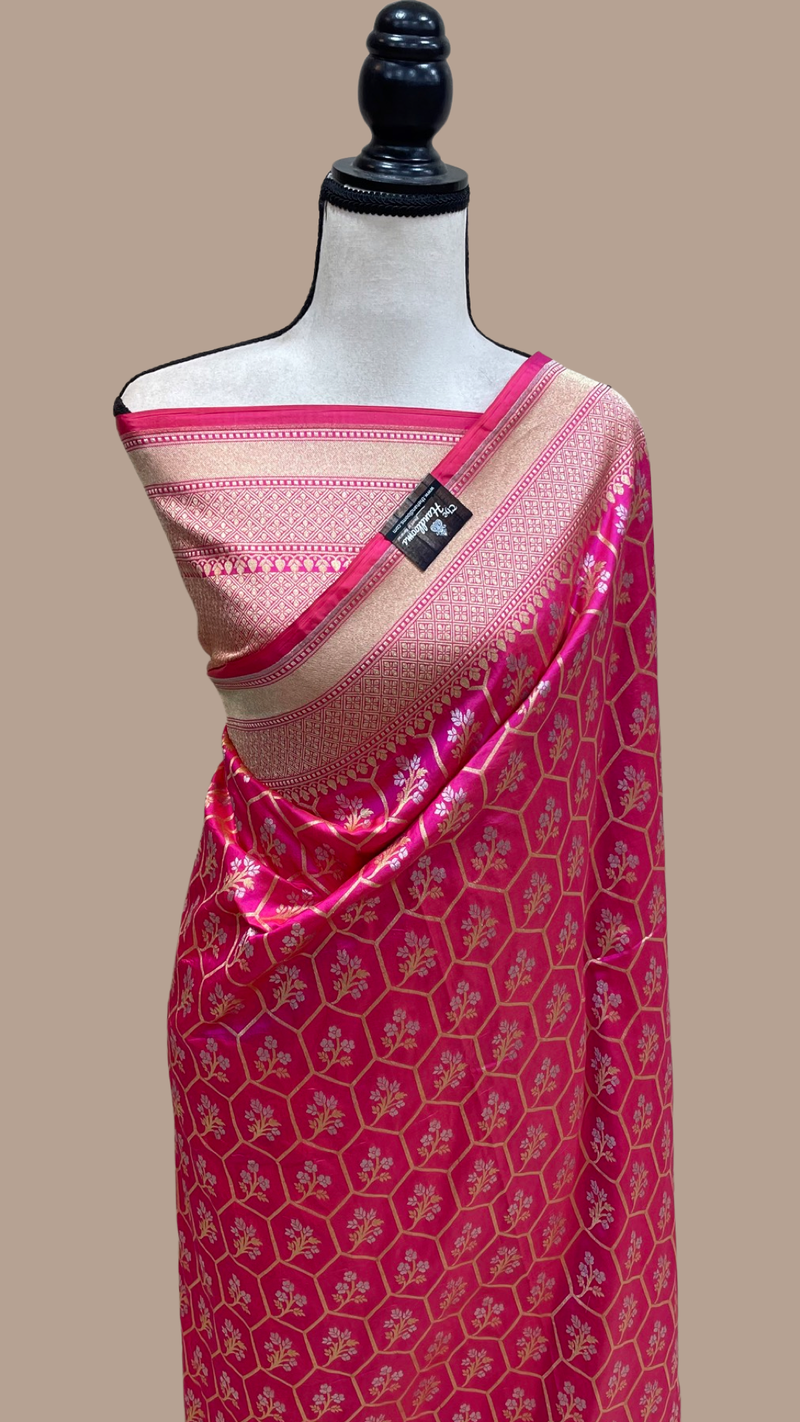 Pure Katan Silk Banarasi Handloom Saree - All over Jaal work - The Handlooms