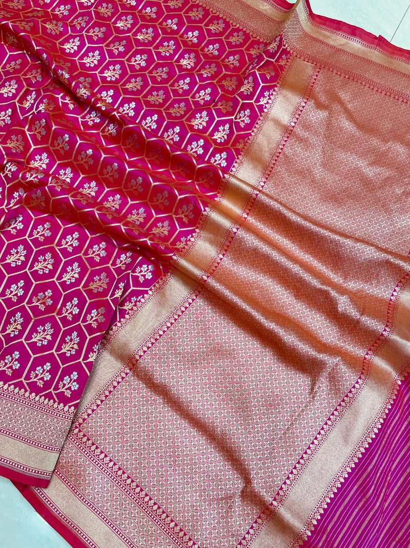 Pure Katan Silk Banarasi Handloom Saree - All over Jaal work - The Handlooms