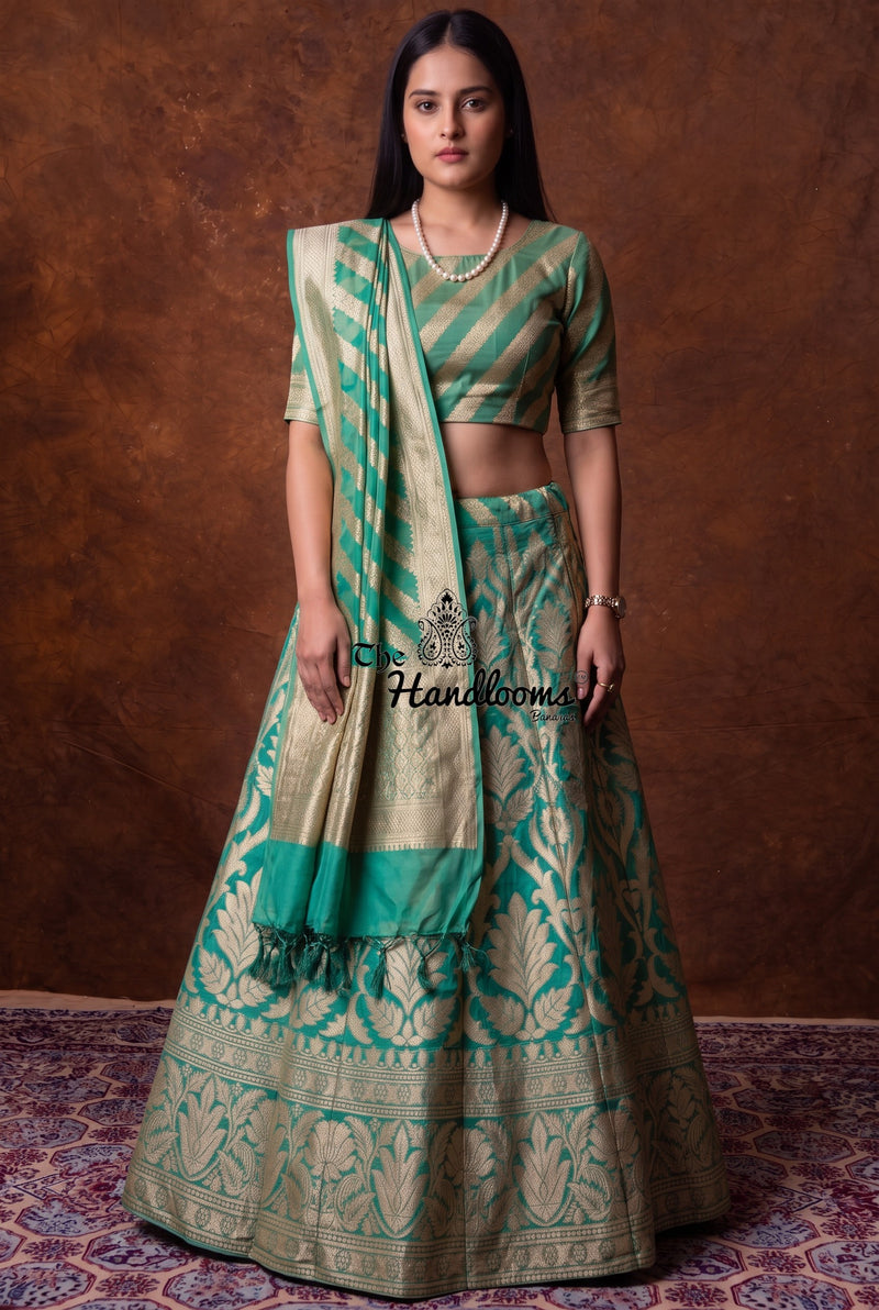 Pure Khaddi Georgette Handloom Banarasi Lehenga