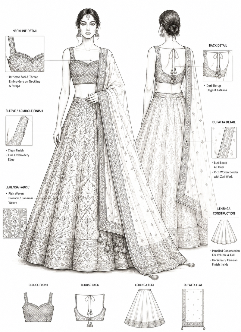 🧵 Premium Lehenga Stitching (Skirt+Blouse)