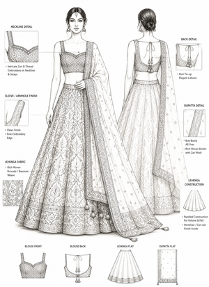 🧵 Premium Lehenga Stitching (Skirt+Blouse)