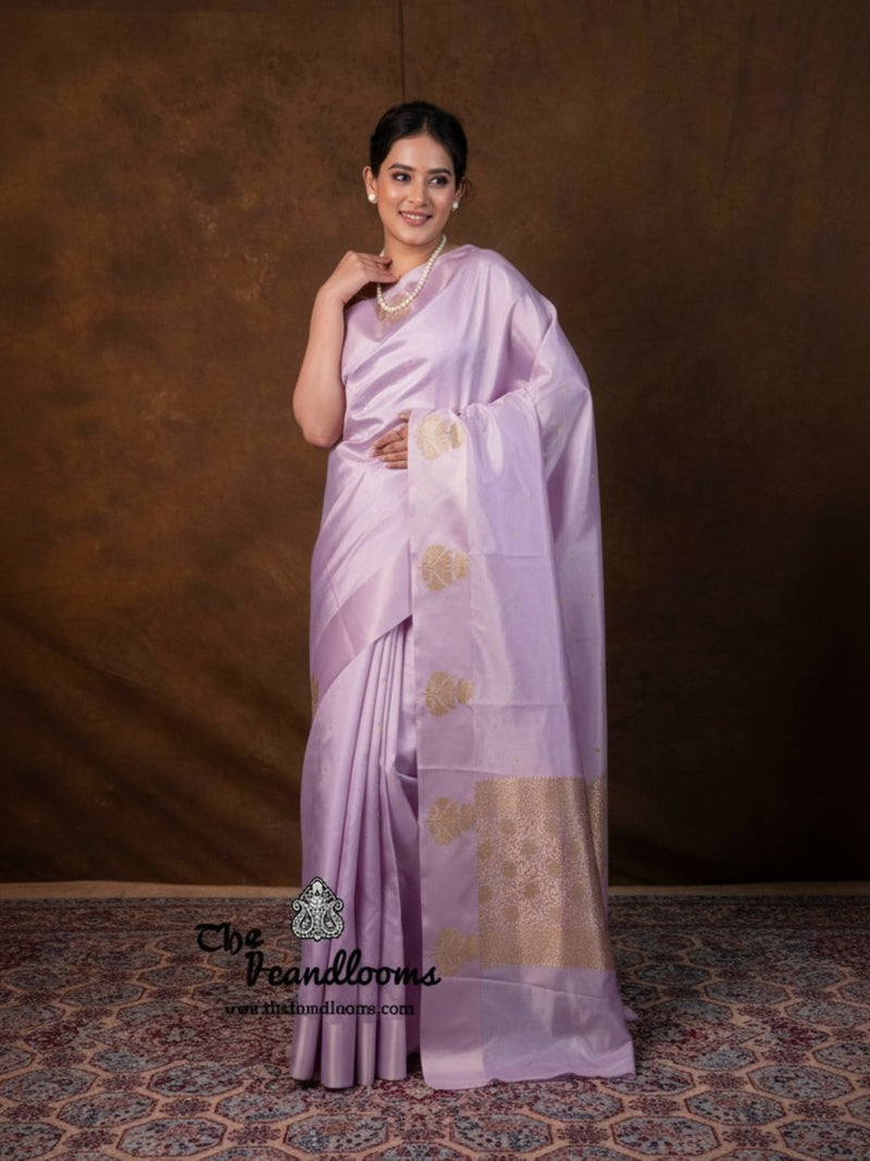 Pure Mango Silk Banarasi Handloom Saree - All over Kadua Motifs - The Handlooms