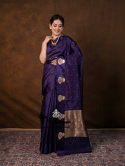 Pure Mango Silk Banarasi Handloom Saree - All over Kadua Motifs - The Handlooms