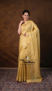 Pure Mango Silk Banarasi Handloom Saree - All over Kadua Motifs - The Handlooms
