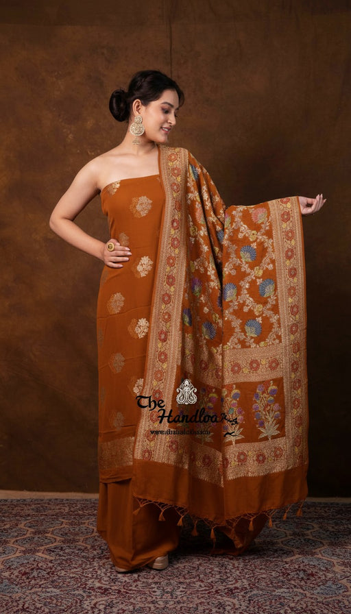 Khaddi Georgette Banarasi Dress Material Water Zari - The Handlooms