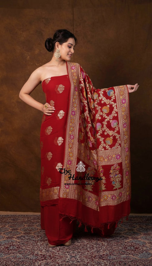 Khaddi Georgette Banarasi Dress Material Water Zari - The Handlooms