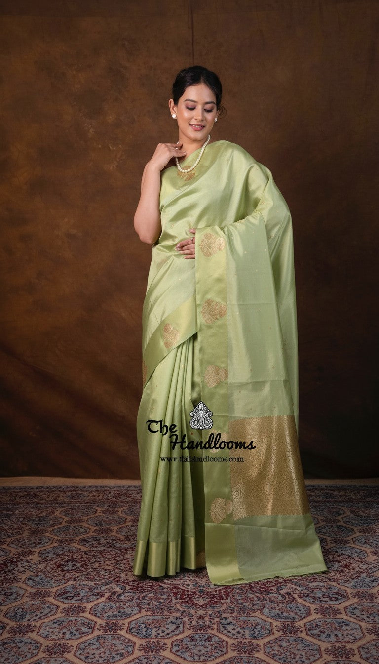 Pure Mango Silk Banarasi Handloom Saree - All over Kadua Motifs - The Handlooms