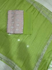 Pure Khaddi Georgette Banarasi Dress material - The Handlooms