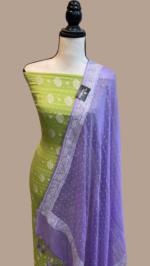 Pure Khaddi Georgette Banarasi Dress material - The Handlooms