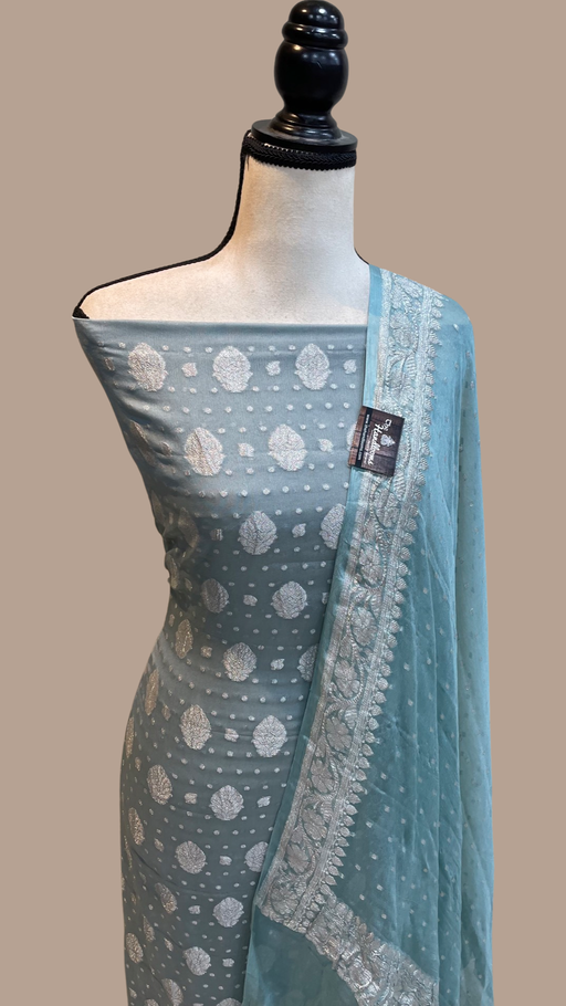 Pure Khaddi Georgette Banarasi Dress material - The Handlooms