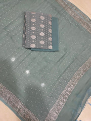 Pure Khaddi Georgette Banarasi Dress material - The Handlooms