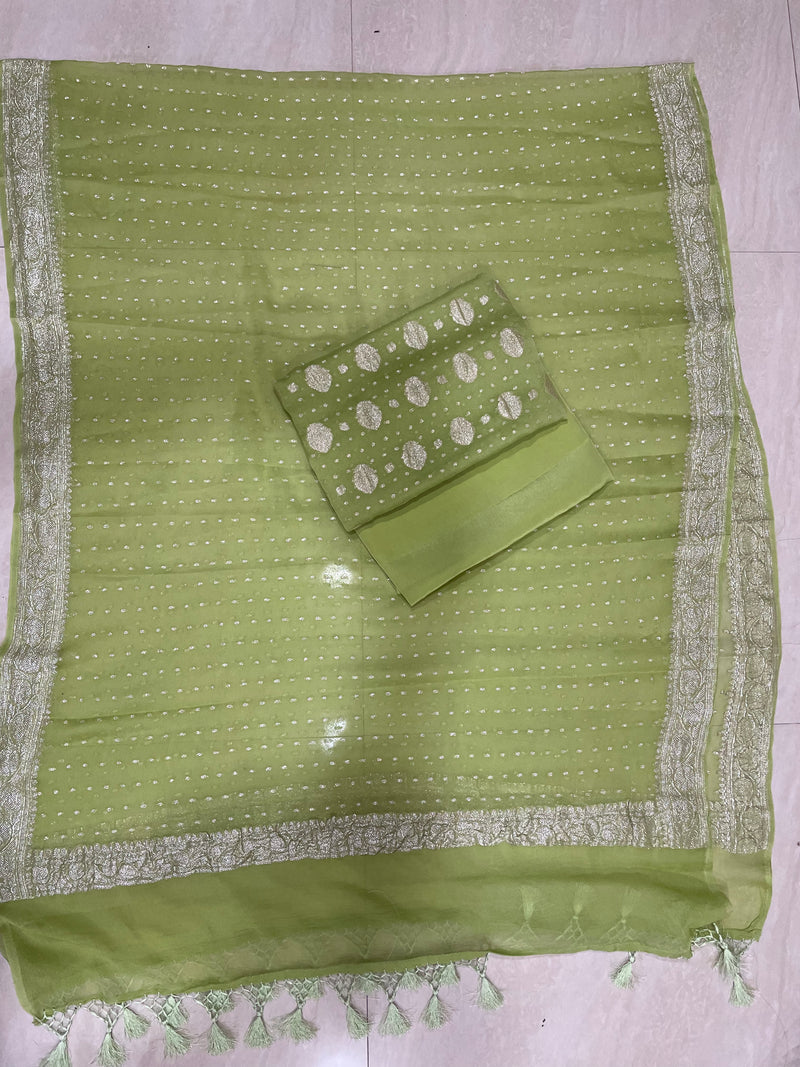 Pure Khaddi Georgette Banarasi Dress material - The Handlooms