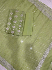Pure Khaddi Georgette Banarasi Dress material - The Handlooms