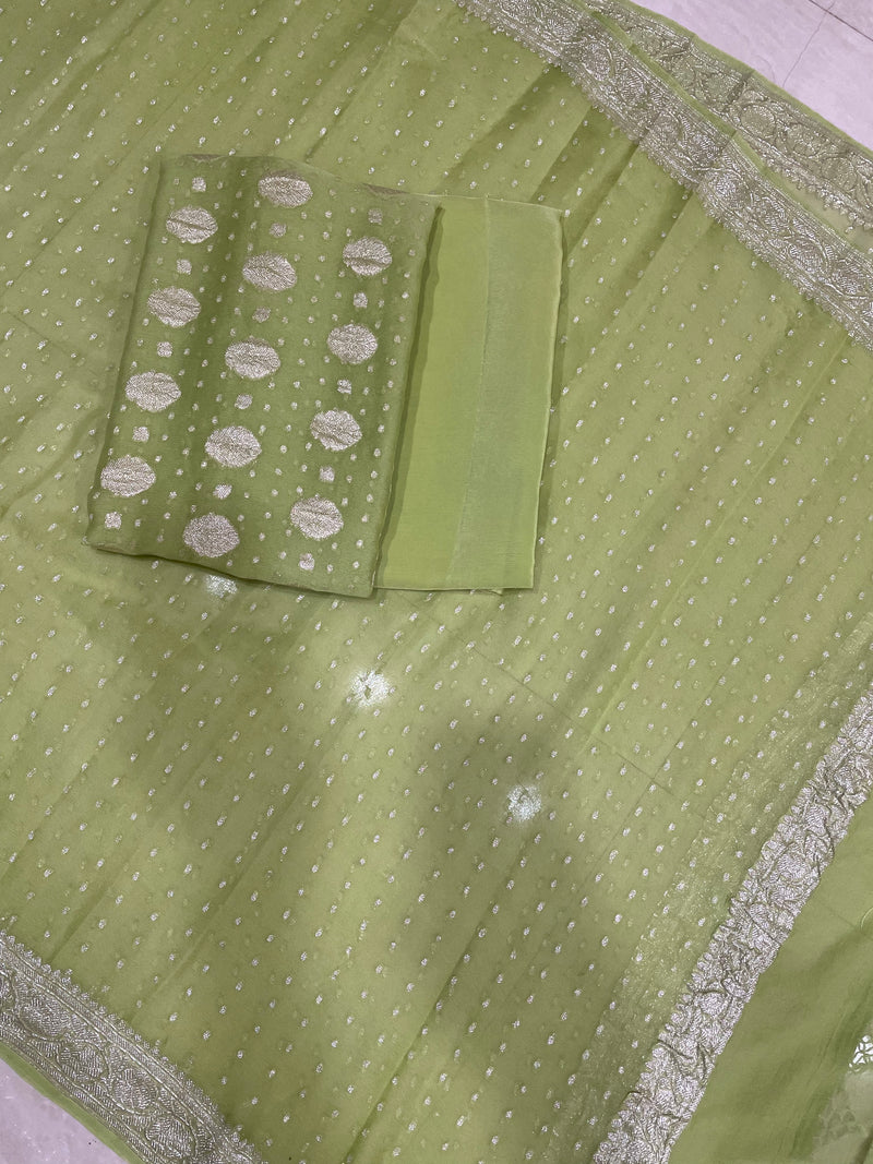 Pure Khaddi Georgette Banarasi Dress material - The Handlooms