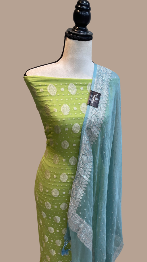 Pure Khaddi Georgette Banarasi Dress material - The Handlooms
