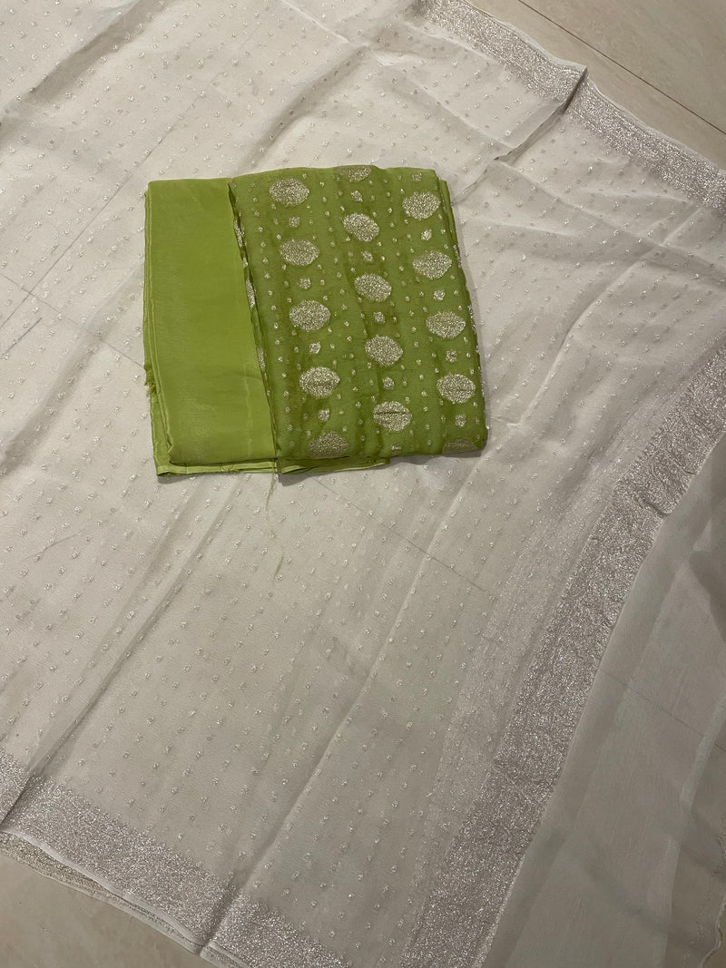 Pure Khaddi Georgette Banarasi Dress material - The Handlooms