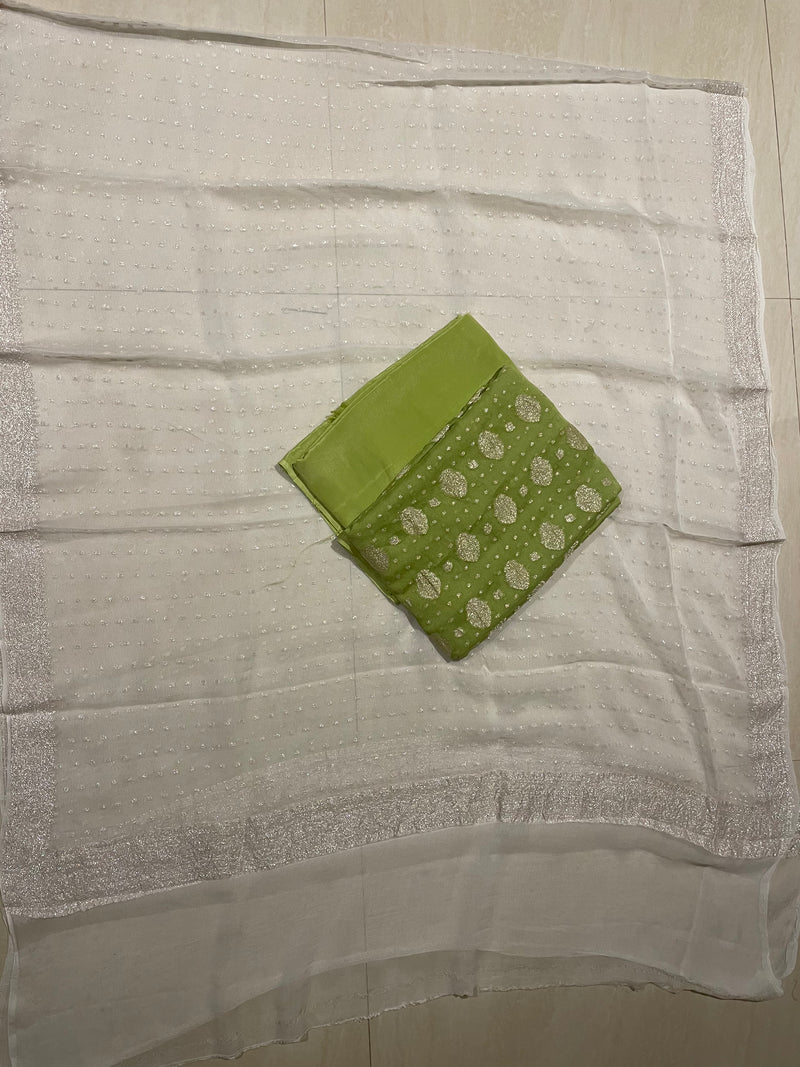 Pure Khaddi Georgette Banarasi Dress material - The Handlooms