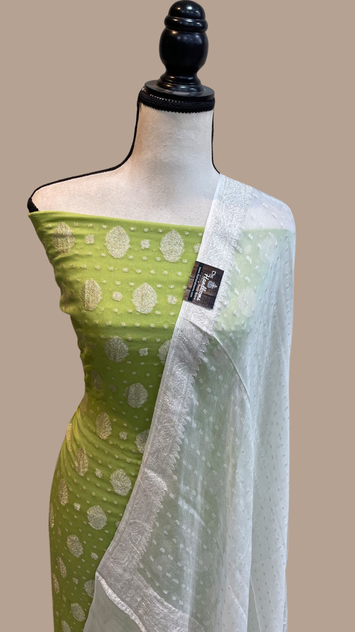 Pure Khaddi Georgette Banarasi Dress material - The Handlooms