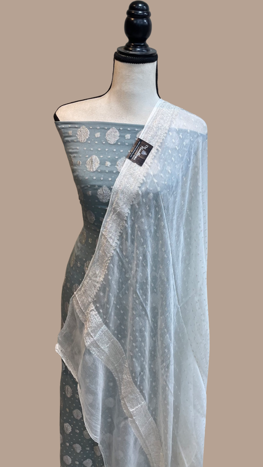 Pure Khaddi Georgette Banarasi Dress material - The Handlooms