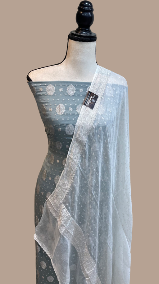 Pure Khaddi Georgette Banarasi Dress material - The Handlooms