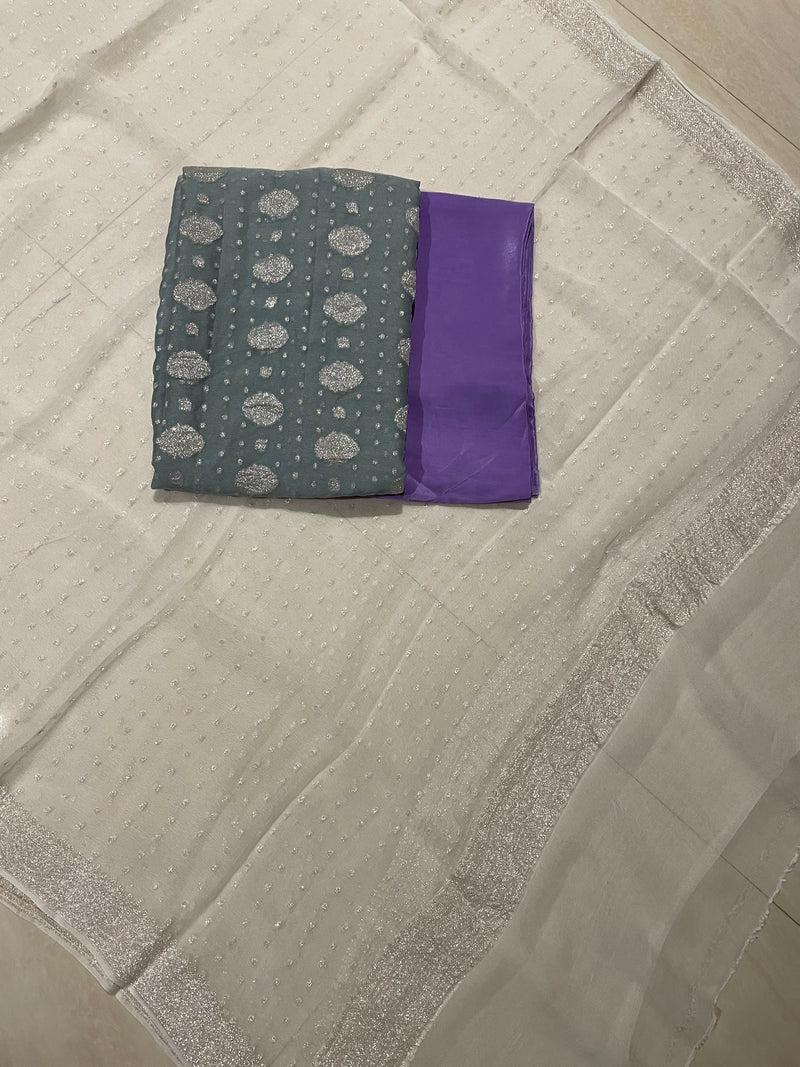 Pure Khaddi Georgette Banarasi Dress material - The Handlooms