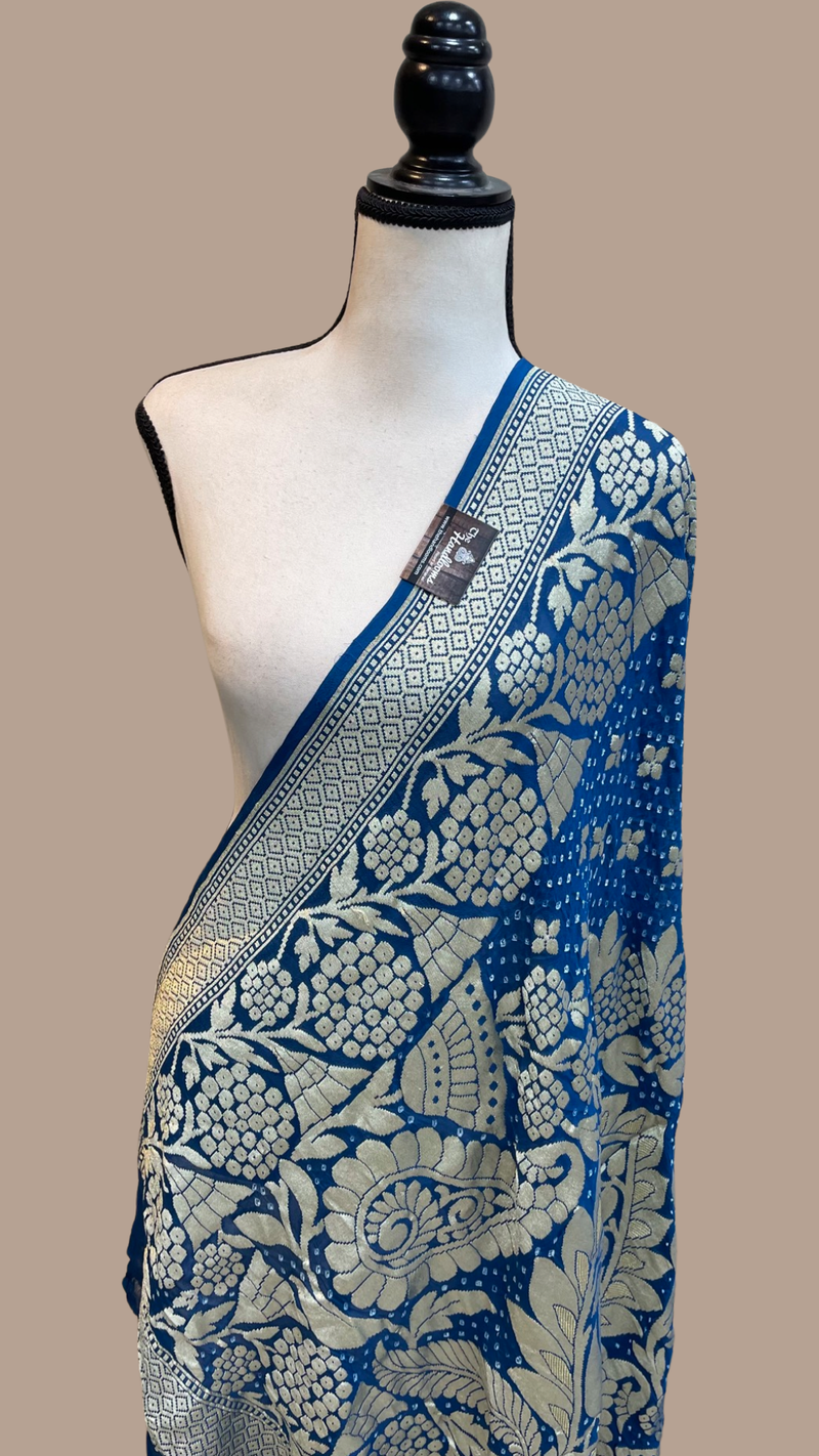 Pure Georgette Banarasi Bandhej Handloom Dupattta - The Handlooms