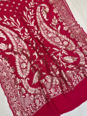 Pure Georgette Banarasi Bandhej Handloom Dupattta - The Handlooms