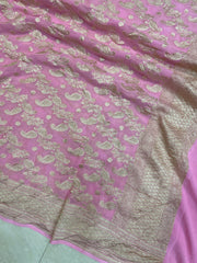 Pure Khaddi Georgette Dupatta - water zari - The Handlooms